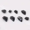 10 Pcs 20-40mm Bonito Nenhum Buraco Cru Bruto Natural Claro Cristal de Rocha Arrowhead Pingente Charme Undrilled Preto Obsidian Spearhead Ponto Pingente