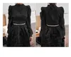 Spring New korean fashion Women's stand collar long sleeve puff sleeve embroidery lace patchwork chiffon OL blouse shirt3056