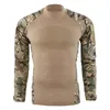 Мужская рубашка Slim Fit Combat Rapid Assault Тактический Airsoft Пейнтбол Камуфляж Рубашки с длинным рукавом Спортивные топы