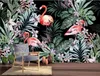 Floresta tropical inteira e papel de parede mural de flamingo para sala de estar decoração de cozinha restaurante papel de parede 2210191