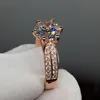 Choucong mode bijoux femmes couleur or Rose bague diamant 925 argent fiançailles bague de mariage anneaux pour les femmes