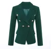 Новый стиль высочайшего качества оригинальный дизайн женские классические блейзер двубортный невидимый зеленый тонкий пиджак металлические пряжки блейзер пальто