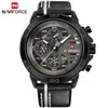 Relojes para hombres Top Naviforce impermeable las 24 horas de cuarzo Reloj de cuero Reloj de cuero Muñeco de la pulsera Reloj 2903306