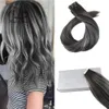 100g 40st Silk Rakband i humant hårförlängning Balayage 1B Sliver färg (# 1b sliver 1b)