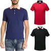 Fashion Sports Wear Polo Shirt Men Contrast Turn Collar Trim Fit Cotton Stripe Sleeves Casual Tops