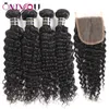 Pacote de cabelo virgem reto brasileiro Ola Remy Human Human Weave 4 pacotes com fechamento 13x4 Lace Frontal Bundles Deep Body Wave Kinky Curl
