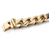 Punk Men039s Bracelets Gold 316L Aço inoxidável Curve