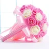 simulation roses Bridal Wedding Bouquet Wedding Decoration Artificial Bridesmaid Flower Lace Bride Holding Flower