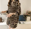 Kvinnor Leopard Skjortor Casual Plus Storlek Blus Långärmad Jumpers Poncho Loose OuterWear Undershirt Sweater Långstil Toppar Kläder YL771