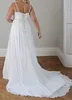 Suknie ślubne na plaży plus w rozmiarze Paski spaghetti z koraliki szyfonowy długość podłogi imperium Eleganckie suknie ślubne