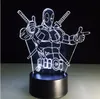 Moda 3D Marvel Antihero Deadpool Action Figure LED Illusion Night Light RGB nastroje