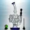 12 pouces Matrix Perc Percolator Bongs En Verre Octopus Arms Recycler Conduites D'eau Dab Oil Rig 14mm Femelle Joint Cire Bong Bleu Couleur OA01