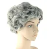 Kvinnors Fashion Short Wavy Curly Grandma Grey Cosplay Parykar Dagligen Bär