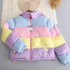 Lindo kawaii lolita dulce vintage 90s lazy oaf macaron colores del arco iris abrigo cálido mujeres chaquetas de invierno abrigos cortos