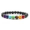 Mens Beads Buddha Charm Bracelet Purple Colorful Black Lava Natural Stone Yoga Hologram 7 Chakra Bracelet For Women