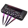 7 "紫色のプロフェッショナル6pcs/ペットグルーミングシアーズキット犬の髪の湾曲したトリマーペットヘアドレッシングビューティーアクセサリー