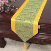 Chinese Wave Damask Banquet Table Cloth Runner Rectangular Silk Satin Christmas Decorative Table Mats for Dining Table Placemat 230 x 33 cm