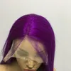 Full Lace Menselijk Haar Pruiken Violet Kleur Zijdeachtige Rechte Braziliaanse Virgin Menselijk Haar 150 Dichtheid Kant Front Pruik met Baby Haar Lijmloos