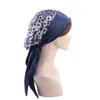 Foulard imprimé à volants, chapeau de chimio, Turban, couvre-chef pré-attaché, Bandana, casquette de Cancer, chapeaux Turban en Satin, 8 couleurs, nouvelle mode