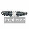 Bracelet couronne de roi pour hommes, Design Vintage, 8 mm, Onyx noir mat, pierre naturelle de haute qualité, vente en gros, CZ0012