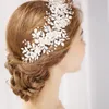 QUEENCO Silver Floral Bridal Headpiece Tiara Wedding Hair Accessories Hair Vine Handmade Headband Jewelry For Bride248N