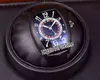 Nouveau 8880 Las Vegas Casino Platine Russe PVD Acier Noir Cadran Bleu CAL SK Automatique Montre Homme Bracelet Cuir Bleu Pas Cher Puretim200D