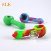 4.23 inch mini silicone smoking pipes with glass bowl 10 colors silicone bongs glass oil burner pipe tobacco pipe smoking accessories