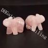 10 Pcs Natural Semi Preciosa Gemstone Rosa Subiu Escultura De Cristal De Quartzo Elefante Totem Amor Incondicional, Coração Cura, Feng Shui, Boa sorte