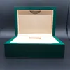 Coffret cadeau vert foncé de qualité pour montres Rolex Livret Étiquettes de cartes et papiers dans des boîtes de montres suisses anglaises Joan007288A