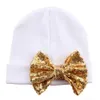 Forniture premaman Cappello per neonato Beanie Cappello in maglia con fiocco in paillettes carino Primavera Autunno Cotone 0-3 mesi