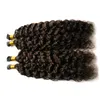 Mongolian Kinky Curly Hair I Wskazówka Przedłużanie Włosów 200g / Strands Afro Kinky Kręcone Prebonded Human Hair Extensions # 2 Dickest Brown