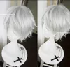 elegante corto popular plata blanco cosplay salud pelo recto peluca pelucas