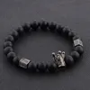 Kvinnor Män Sten Armband Bangles Black Crown Lion Buddha Strand Armband Mäns Smycken Meditation Buddha Armband