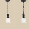 Pays rustique fer couloir plafond pendentif lumière balcon verre fleur suspension lampe rétro noir métal couloir suspendus luminaires