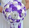 Primavera flores artesanais buquês de noiva de cetim bling broche de cristal rosa artificial fornecedor de casamento buquê 20219966956