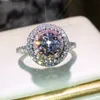 Christams Gift Hot Koop Prachtige Luxe Sieraden 925 Sterling Zilver Kleur PinkWhite Sapphire CZ Diamond Round Cut Vrouwen Trouwring Ring