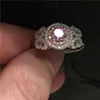 2017 joyería fina 100% Real Soild 925 anillos de plata esterlina 1ct rosa 5A Diamonique Cz compromiso anillo de boda para mujer