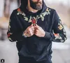 Siyah Tasarımcı Hoodies Kazak Harf Nakış Uzun Kollu Hip Kazak Hip Hop Erkek Tişörtü M-3XL