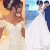 2019 robes de mariée sirène en dentelle de luxe jupe détachable appliques robe de mariée arabe perlée, plus la taille robes de mariée 3D-appliques florales