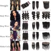 10a Cabelo humano Cabelo reto Caso profundo onda de água profunda Pacotes encaracolados com encerramento de renda Frontal Brasil Virgin Weave Extensões de trama molhada e ondulada