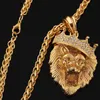 Halskette Schmuck mit Goldkette Hip Hop Vergoldet Nachtleuchte Löwenkopf Anhänger Männer Halskette King Crown Kostenloser Versand