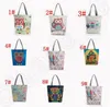 Women Casual Travel Beach Bag Embroidered Floral Handbag Night Owl Printed Shoulder Bags Canvas Birds Lady Shopping Bag Totes