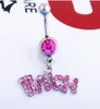 Silver/Pink Sexy Crystal Body Piercing Surgical Button Belly Ring Jewelry Navel Bar