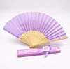 Wedding Favors and Gifts for Guest pure color silk Fold hand Fan Wedding Decorations Hand Folding Fans With Gift Box WQ34