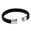 Fashion Bead Leather Bracelets & Bangles for Men Trendy Rope Braided Synthetic Leather Bracelet Black Clasp Wristband Bracelet