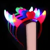 Novidade iluminação dia das bruxas led diabo chifres luzes torcendo rave brinquedos piscando grampo de cabelo bandana lightemission hairpin decoração6634467