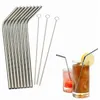 Herbruikbare drinken metalen stro roestvrijstalen stro met schonere borstel voor juice Home Party Barware-accessoires