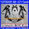 Kropp + Tank för Yamaha Thundercat YZF600R 96 97 98 99 00 01 Grön flammor Hot 229HM.14 YZF-600R YZF 600R 1996 1997 1998 1999 2000 2001 FAIRING