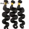 Fasci di capelli vergini brasiliani intrecciati con chiusura in pizzo Trame di capelli umani diritti dell'onda del corpo 100 capelli umani visone non trattati Extens3354940