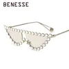 Kleine Cat Eye Diamant Sonnenbrille Damen Kristall trendige bunte Spiegel Metallrahmen Sonnenbrille UV400